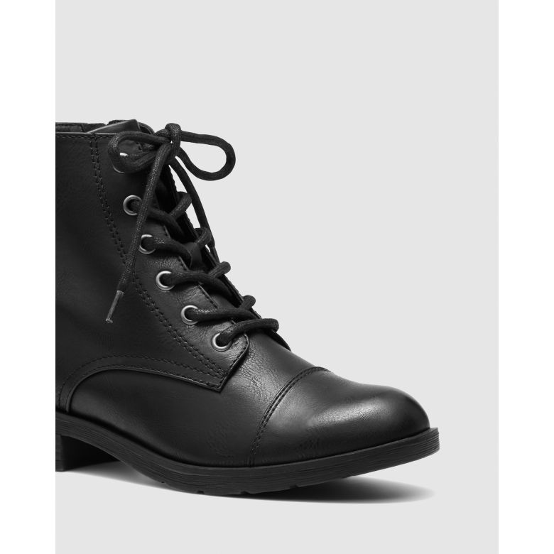 KAITLYNN BLACK LaceUp Boots Buy Women's BOOTS Online Novo Shoes NZ